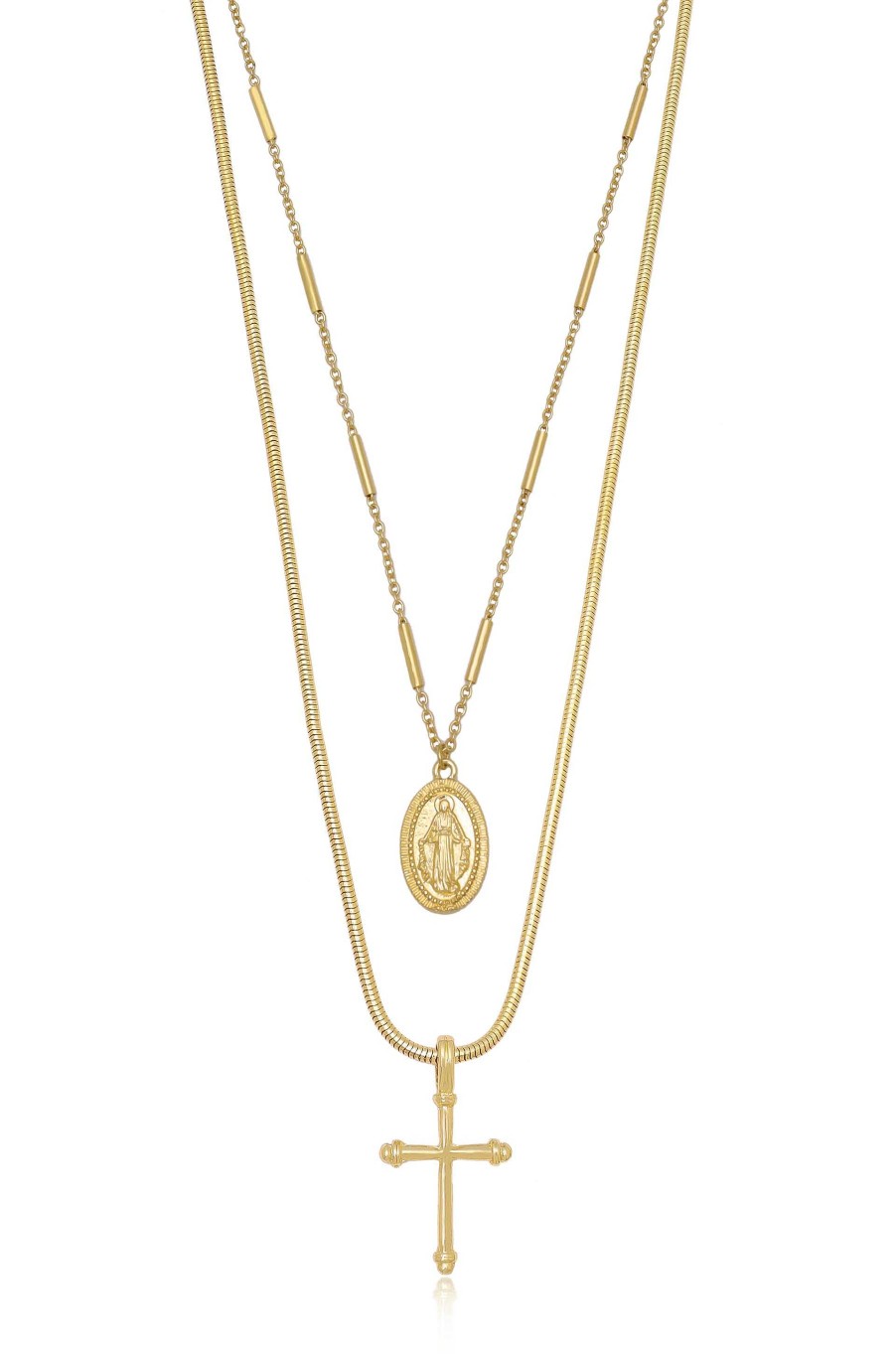 Necklaces Ettika | Like A Prayer Layered Cross And Coin Necklace