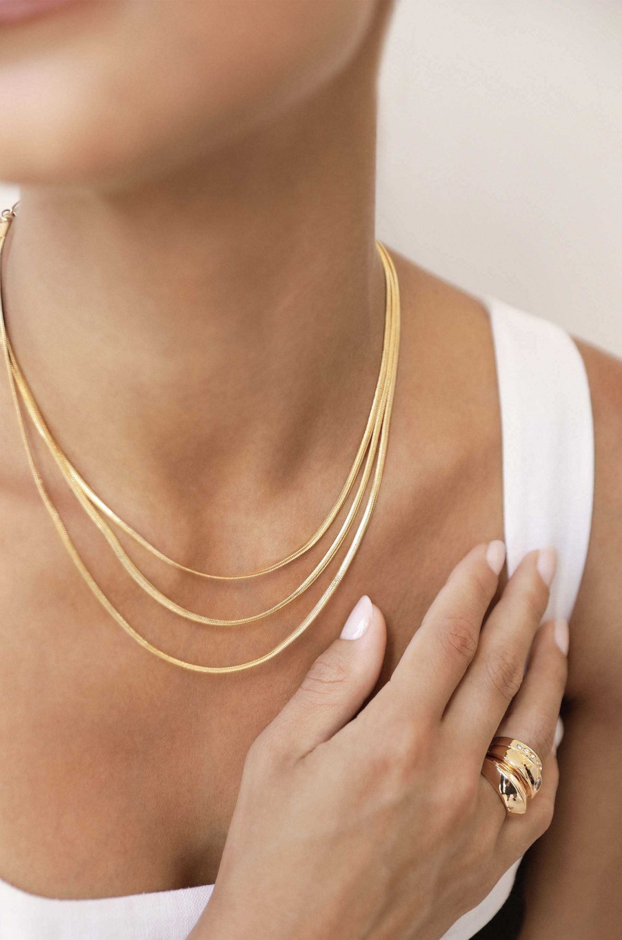 Necklaces Ettika | Triple Flex Snake Chain Layered 18K Gold Plated Necklace