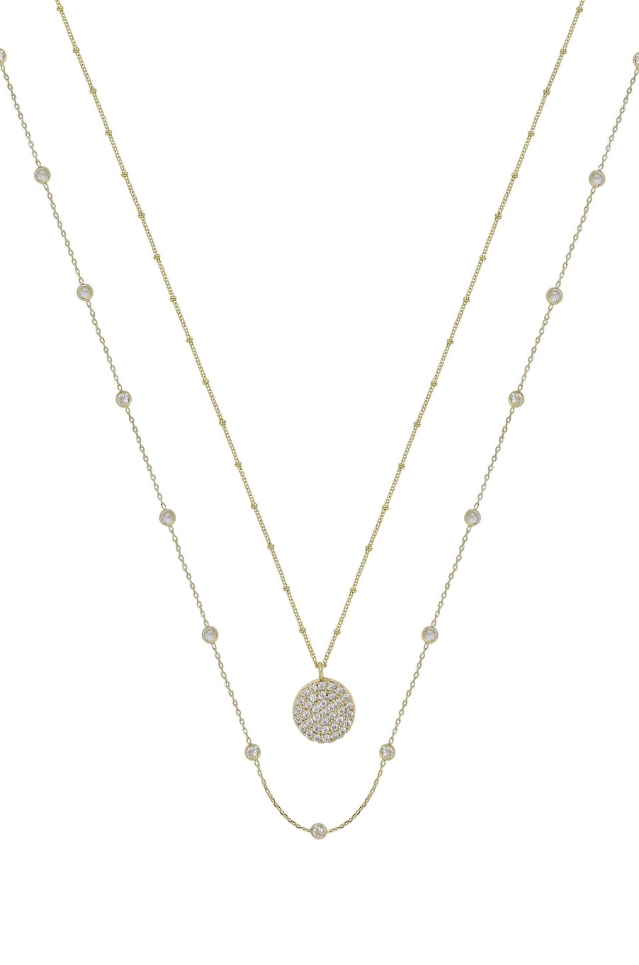 Necklaces Ettika | Crystal Disc 18K Gold Plated Layered Necklace Set