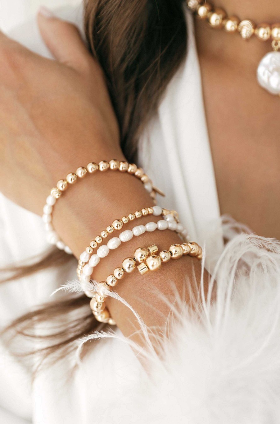 Bracelets Ettika | Freshwater Pearl Party Stack 18K Gold Plated Bracelet Set