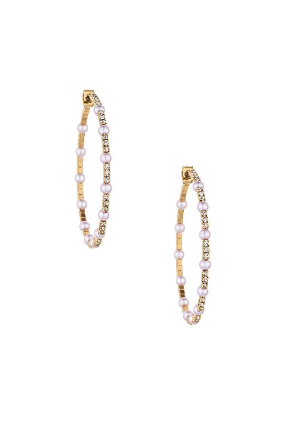 Earrings Ettika | A Mermaid'S Pearl And Crystal Dotted 18K Gold Plated Hoop Earrings