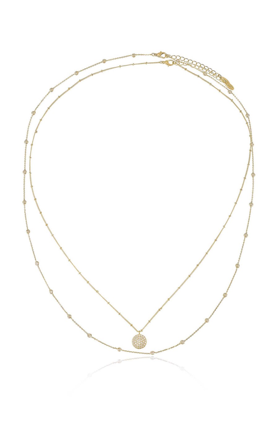 Necklaces Ettika | Crystal Disc 18K Gold Plated Layered Necklace Set