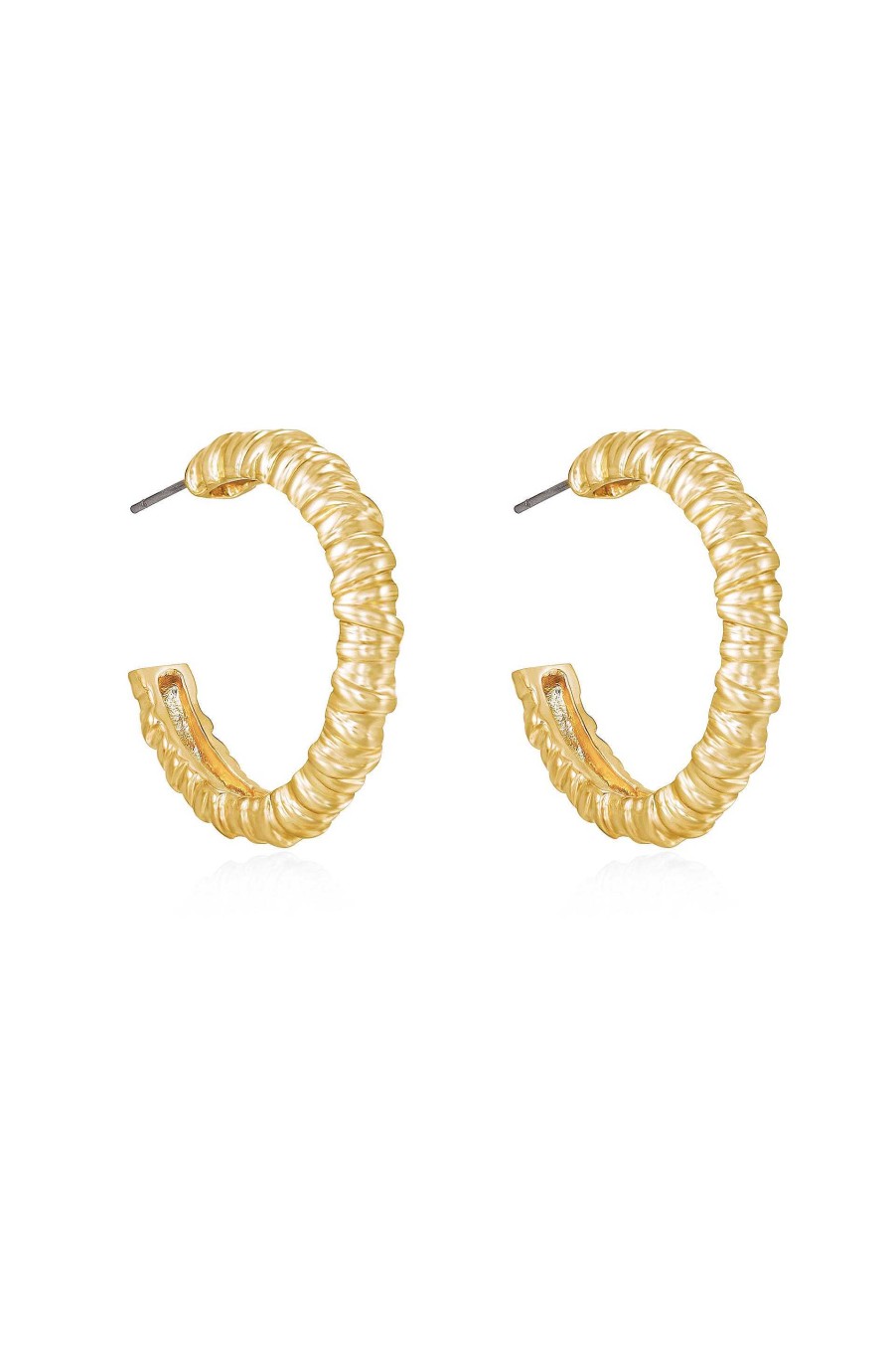 Earrings Ettika | Athena Mini Textured 18K Gold Plated Hoop Earrings