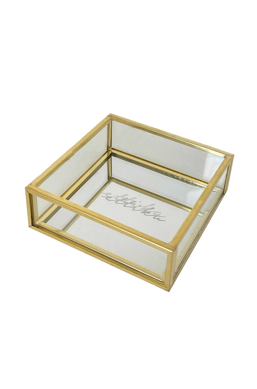 Jewelry Boxes & Trays Ettika | Small Square Mirror Bottom Jewelry And Display Box