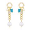 Earrings Ettika | Pearl, Turquoise, And Crystal Charm 18K Gold Plated Dangle Earrings