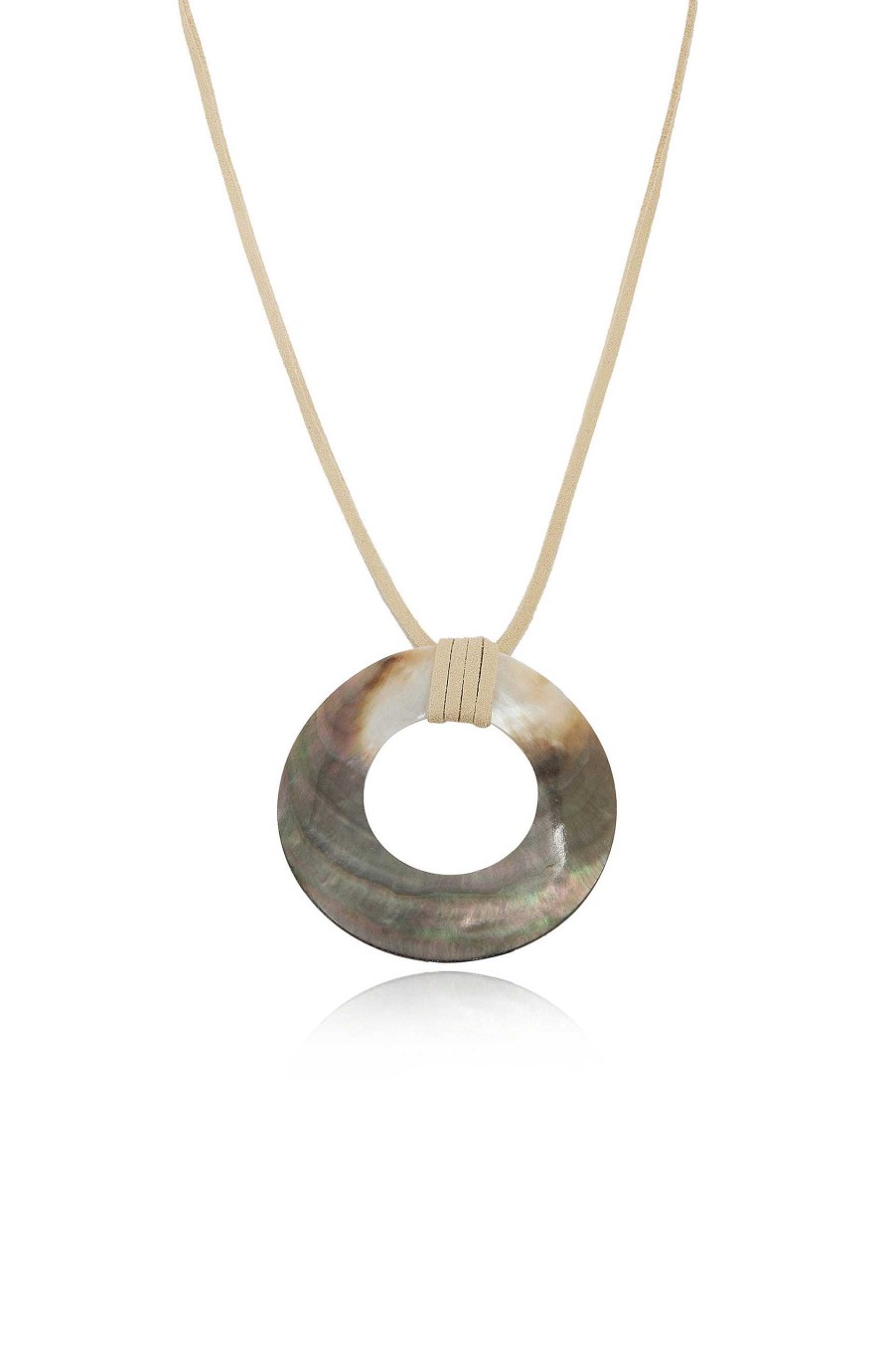 Necklaces Ettika | Iridescent Shell Circle Pendant Adjustable Necklace