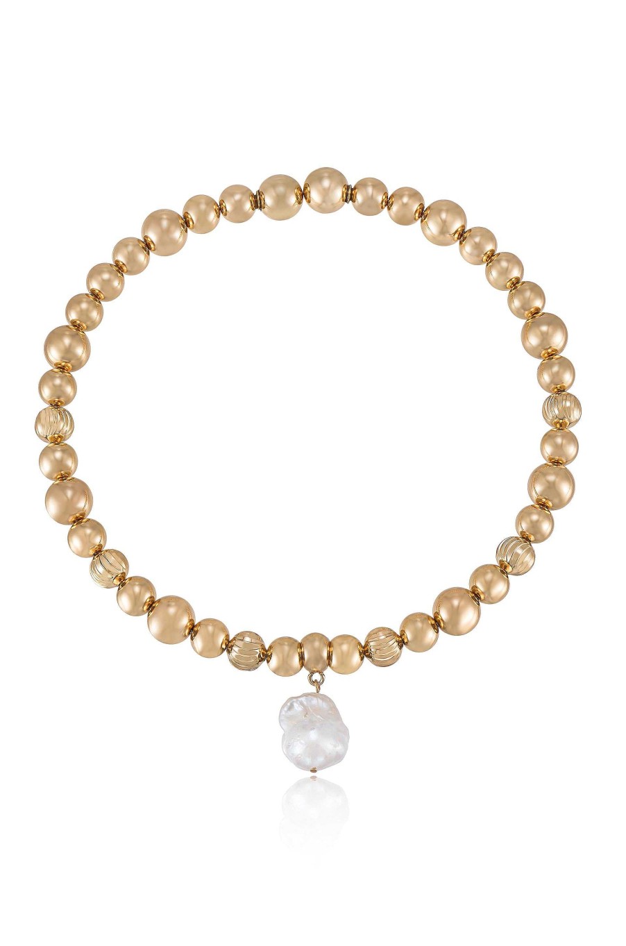 Necklaces Ettika | Baroque Freshwater Pearl Charm 18K Gold Plated Ball Chain Choker