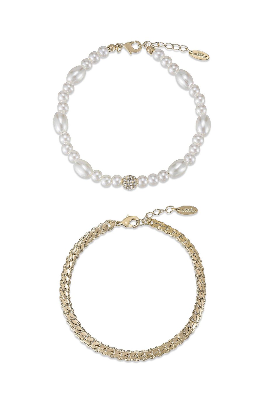 Anklets Ettika | Pearl Pairings 18K Gold Plated Anklet Set