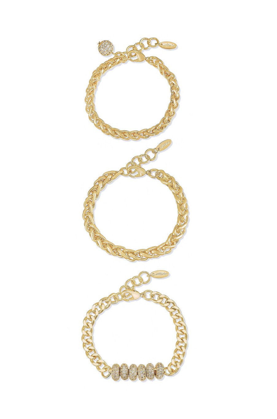 Bracelets Ettika | Linked Chain Trio 18K Gold Plated Bracelet Set