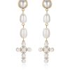 Earrings Ettika | Pearl Cross 18K Gold Plated Drop Earrings