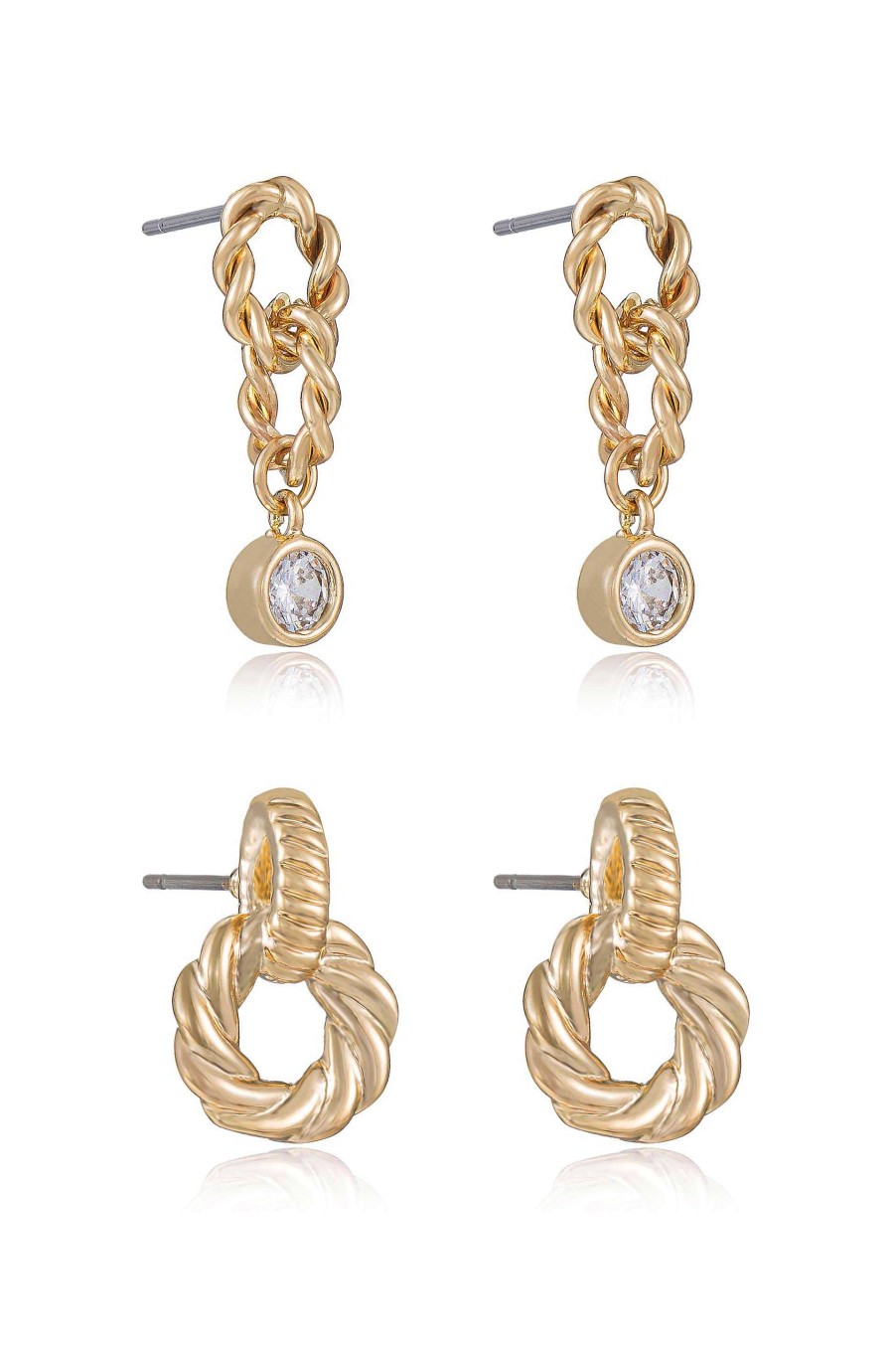 Earrings Ettika | Twisted Minis 18K Gold Plated Earring Set