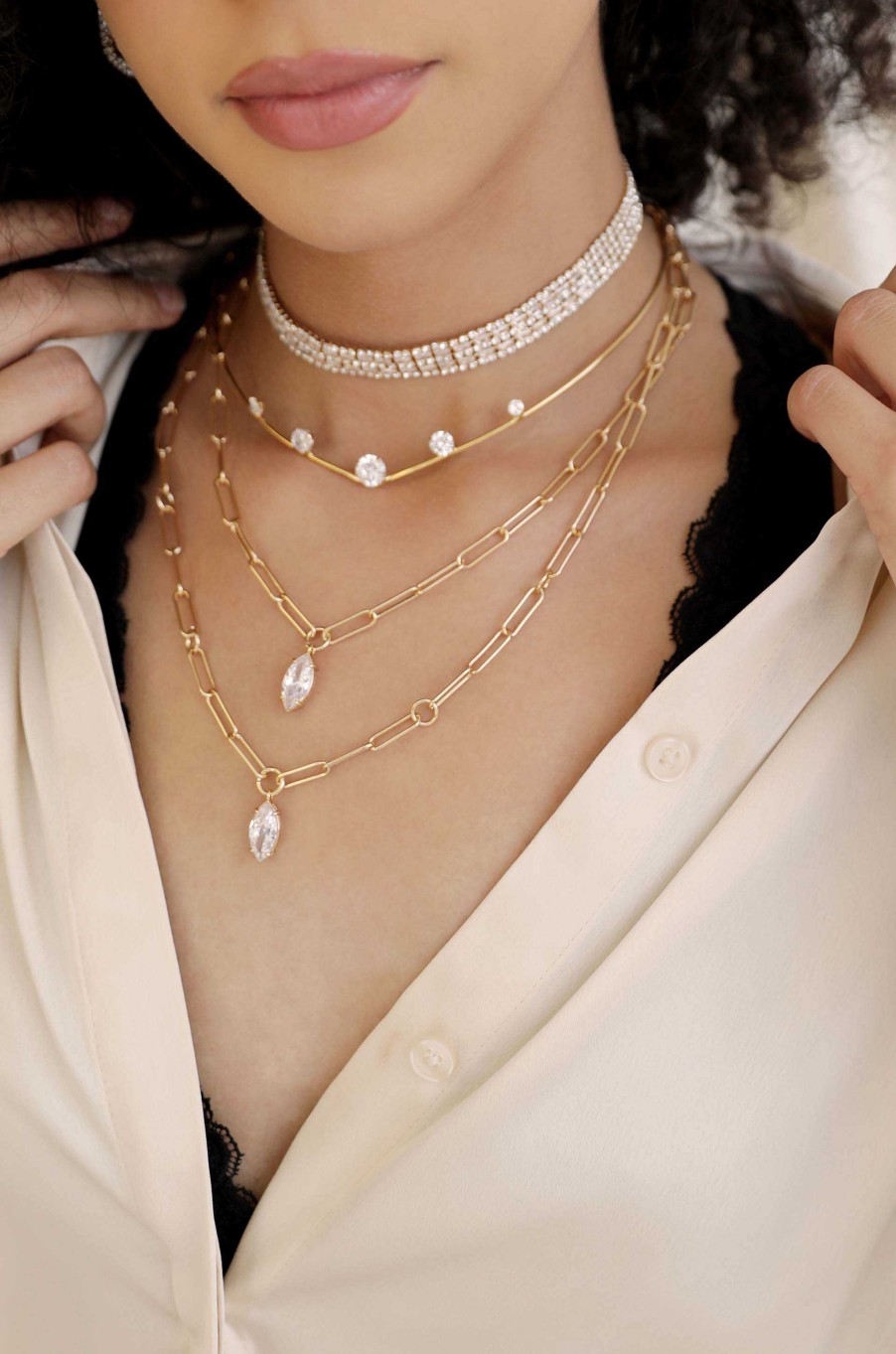 Necklaces Ettika | Glitz And Glam Crystal 18K Gold Plated Choker