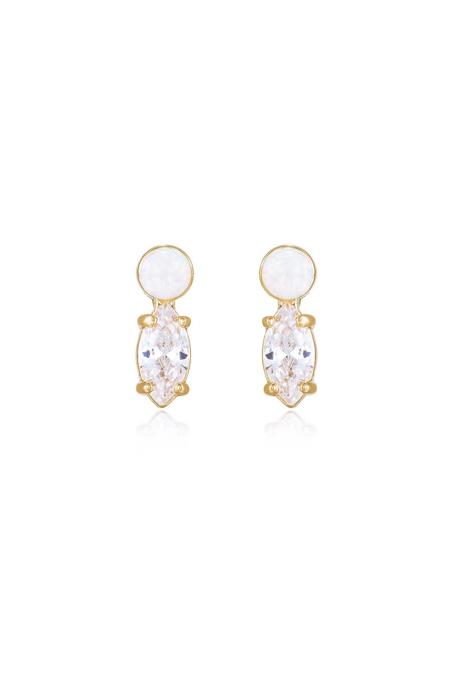 Earrings Ettika | Catch Their Eye Opal & Crystal Stud 18K Gold Plated Drop Earrings