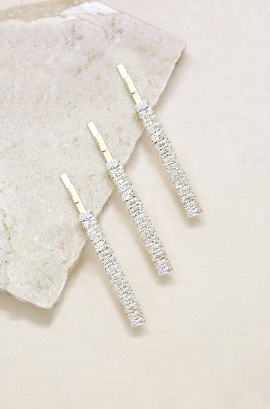 Hair Accessories Ettika | Narrow Crystal Roads Hair Pin Set