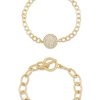 Bracelets Ettika | Mixed Crystal Disc & 18K Gold Plated Link Chain Bracelet Set