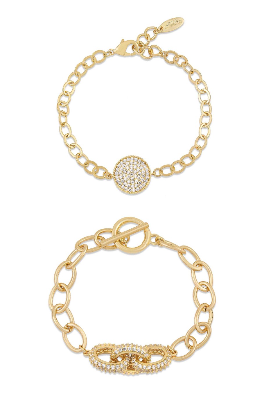 Bracelets Ettika | Mixed Crystal Disc & 18K Gold Plated Link Chain Bracelet Set