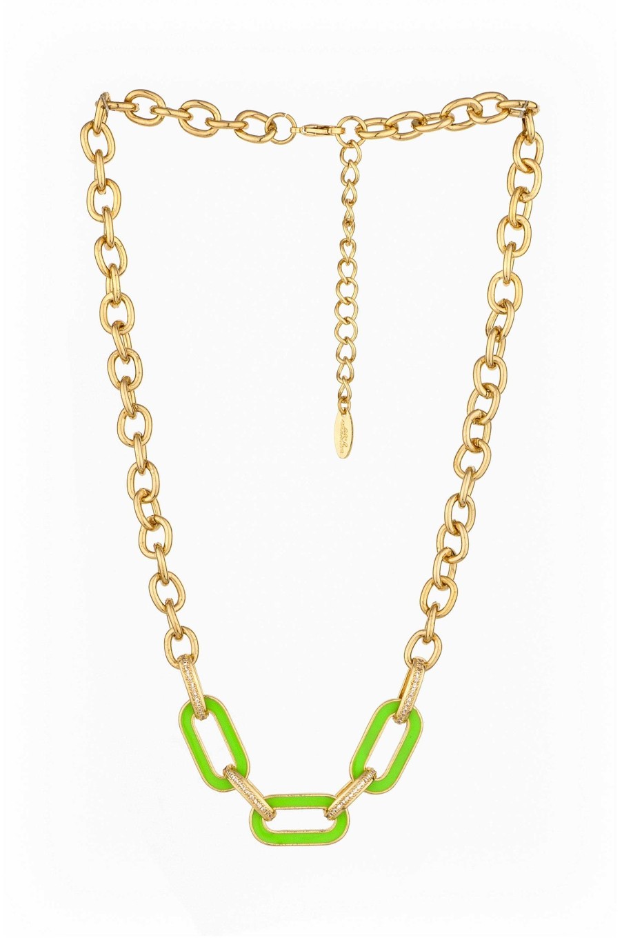 Necklaces Ettika | Neon Green Linked 18K Gold Plated Chain Necklace