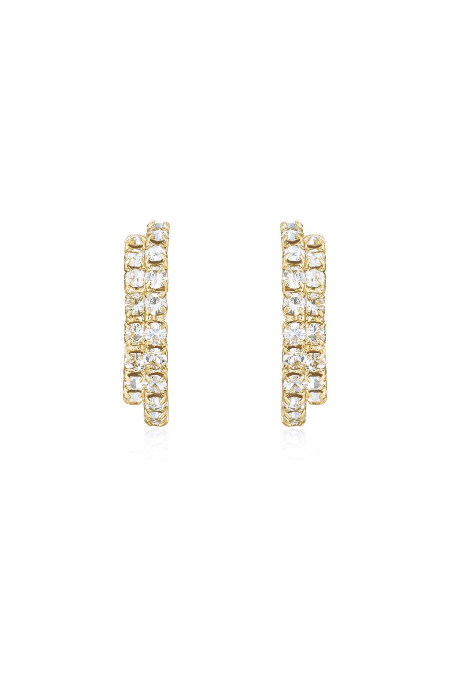 Earrings Ettika | Rhinestone 18K Gold Plated Huggie Hoop Earrings