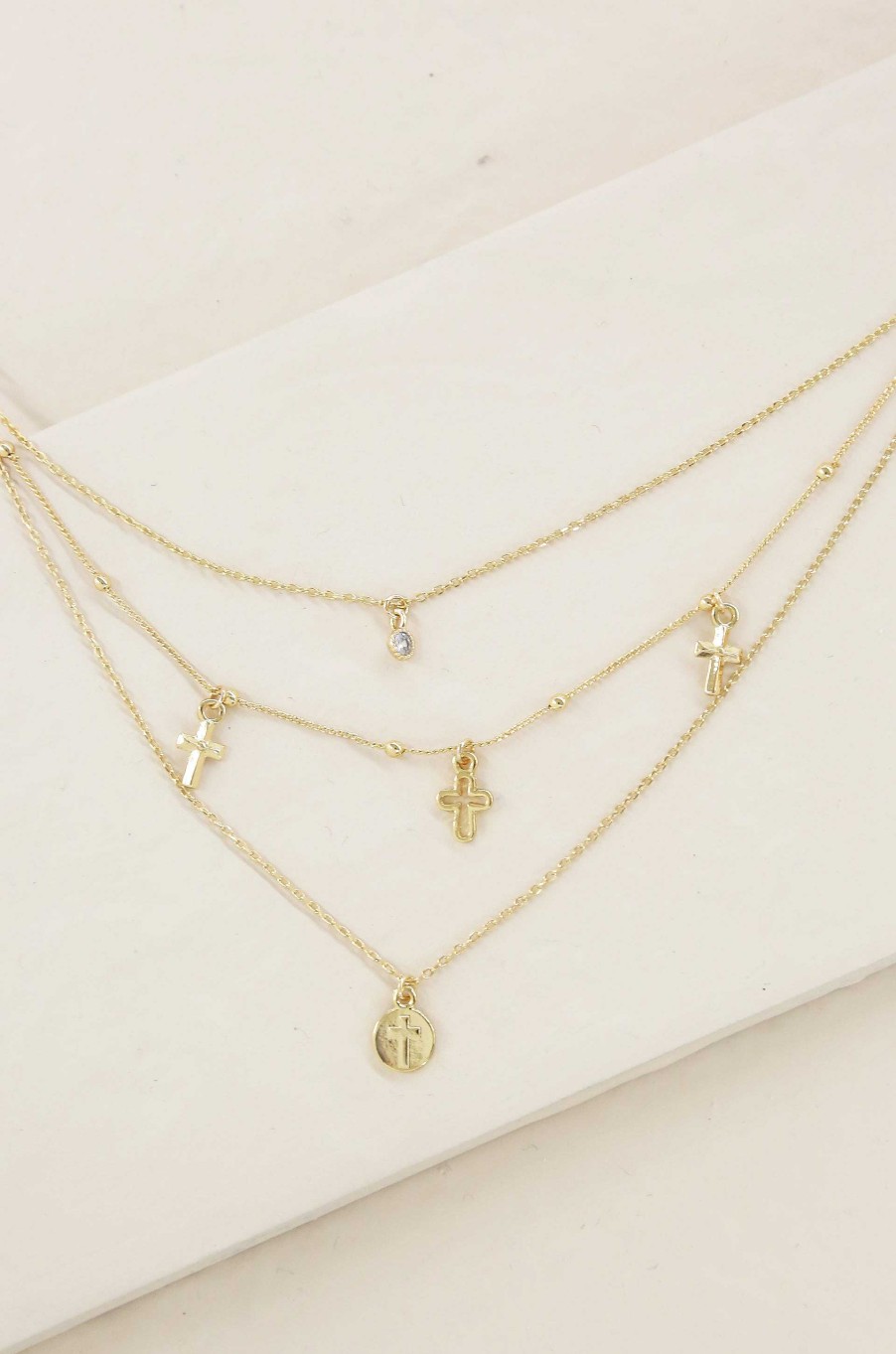 Necklaces Ettika | Pray It Forward 18K Gold Plated Layered Cross Necklace