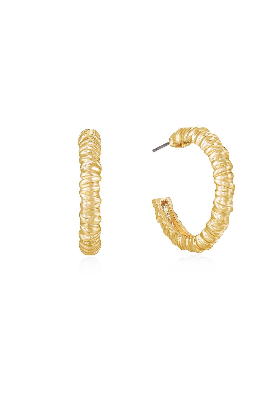 Earrings Ettika | Athena Mini Textured 18K Gold Plated Hoop Earrings