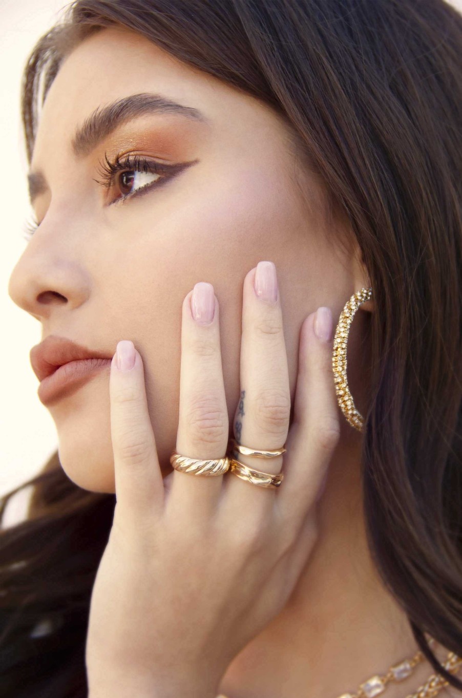 Rings Ettika | Hand Worked 18K Gold Plated Ring Set Of 3