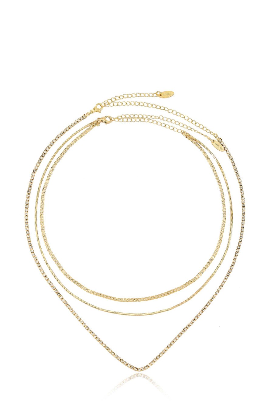 Necklaces Ettika | Minimal Layers Crystal And 18K Gold Plated Necklace