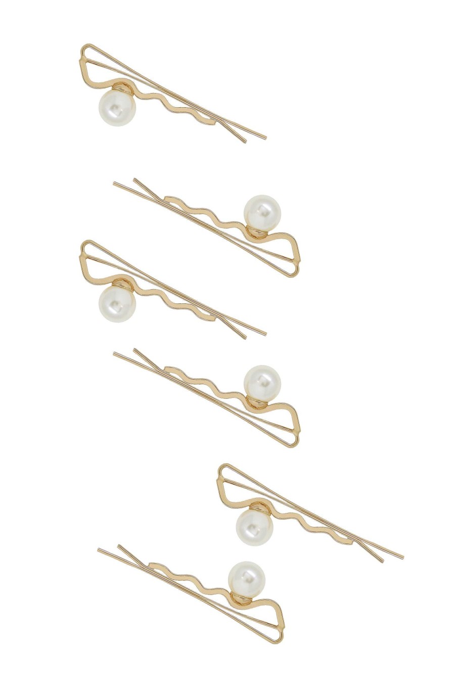 Hair Accessories Ettika | Zig Zag Pearl And Gold Hair Pin Set Of 6