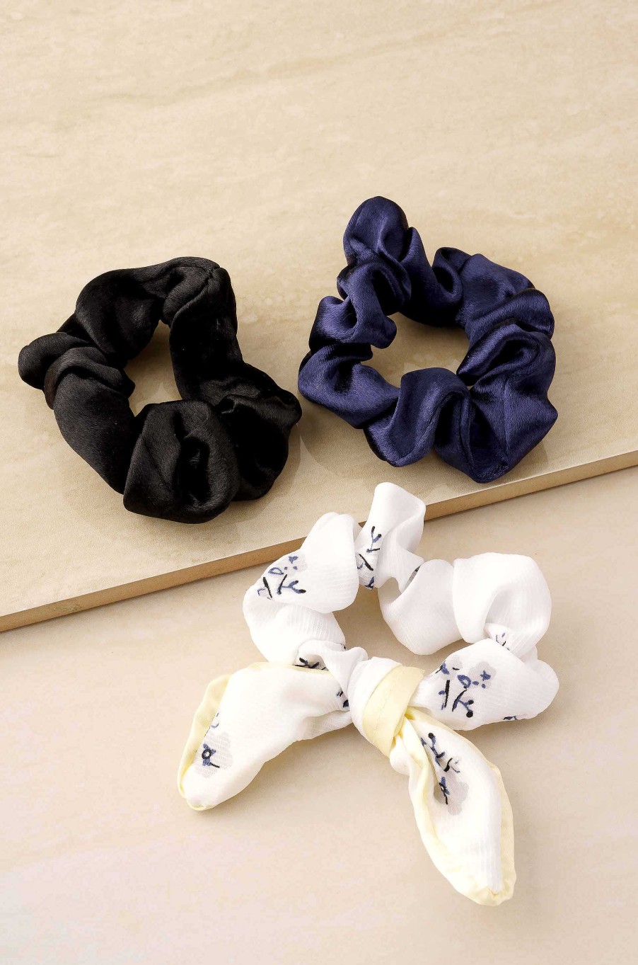 Hair Accessories Ettika | Terylene Scrunchie Set Of 3