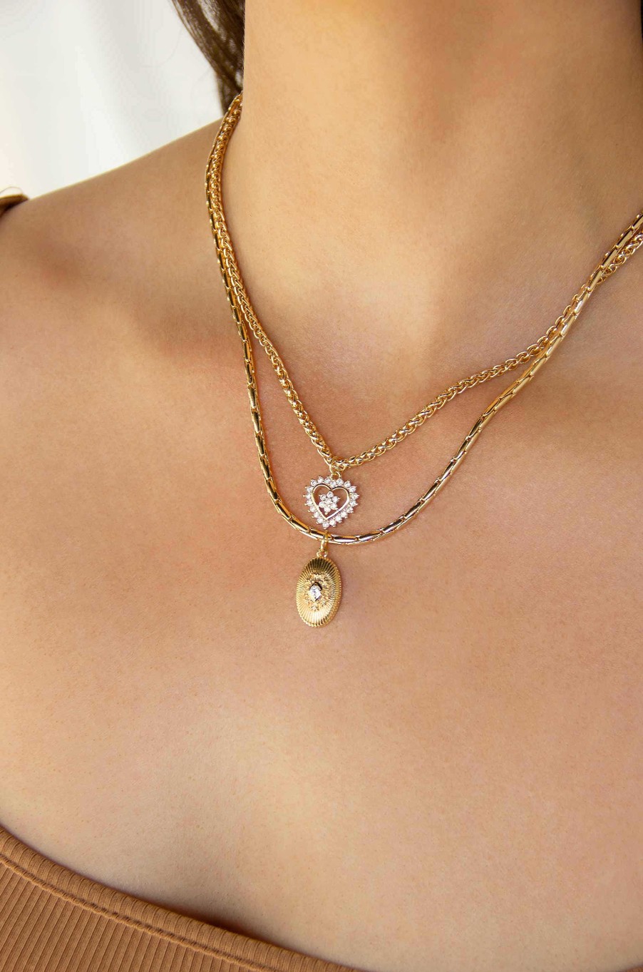 Necklaces Ettika | Eternal Love 18K Gold Plated Layered Chain Necklace