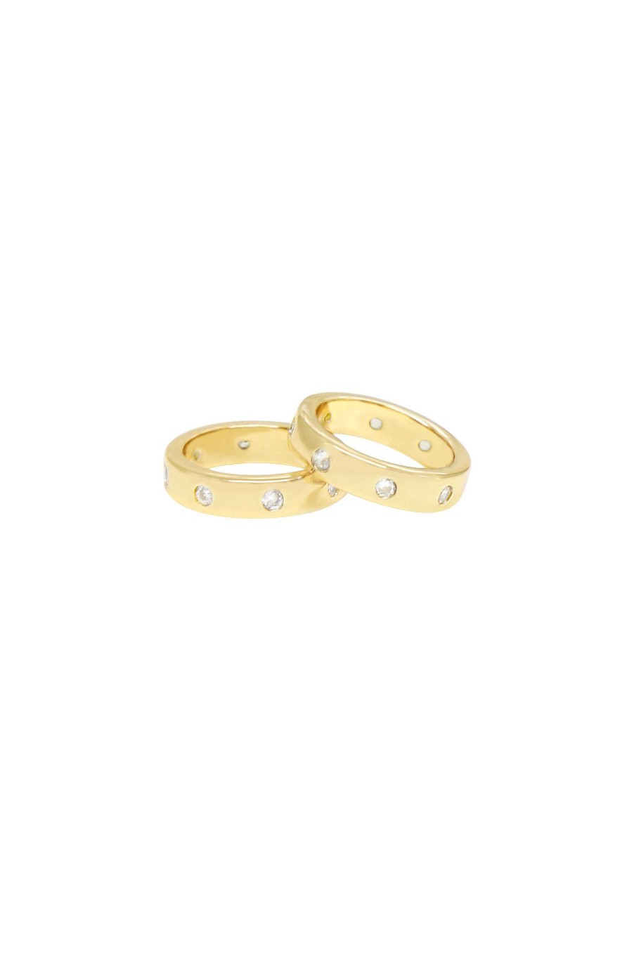 Rings Ettika | Kingsman Crystal Dotted 18K Gold Plated Band Ring Set