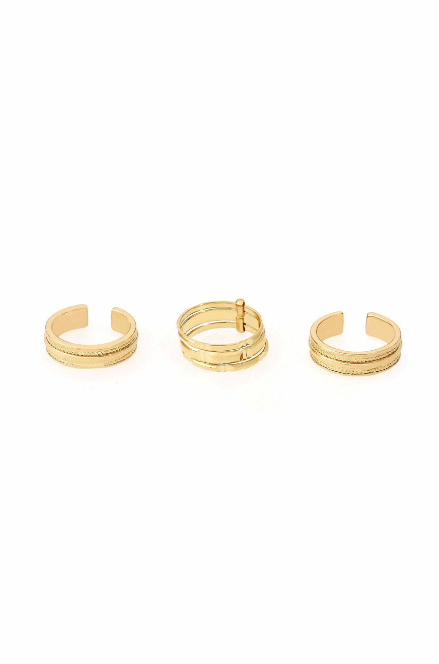 Rings Ettika | Easy Golden Stackers 18K Gold Plated Ring Set