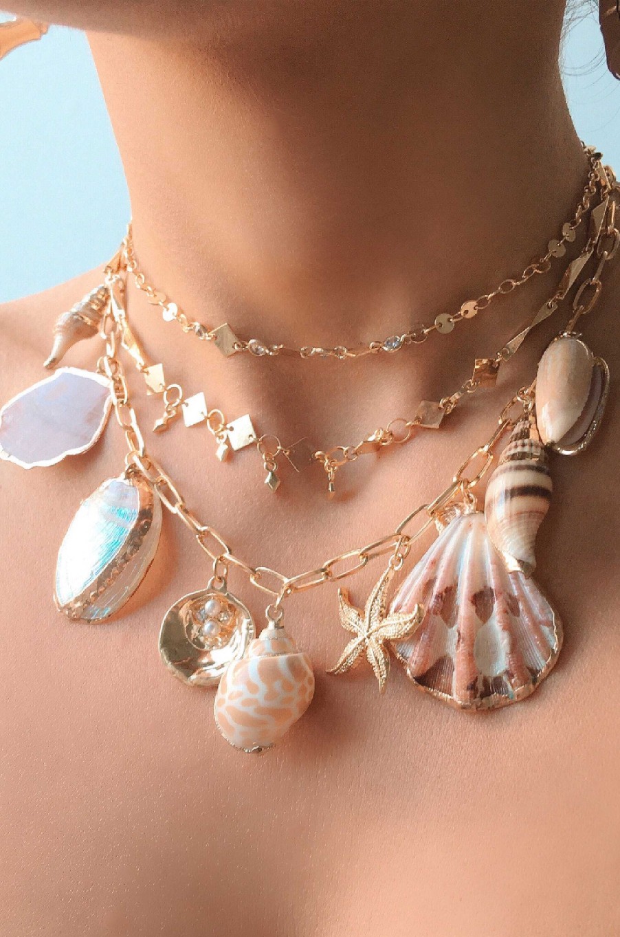 Necklaces Ettika | Private Island 18K Gold Plated Assorted Shell Necklace