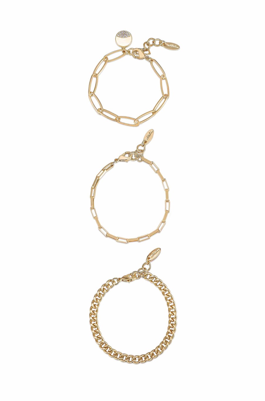 Bracelets Ettika | The Power Of Three 18K Gold Plated Bracelet Set