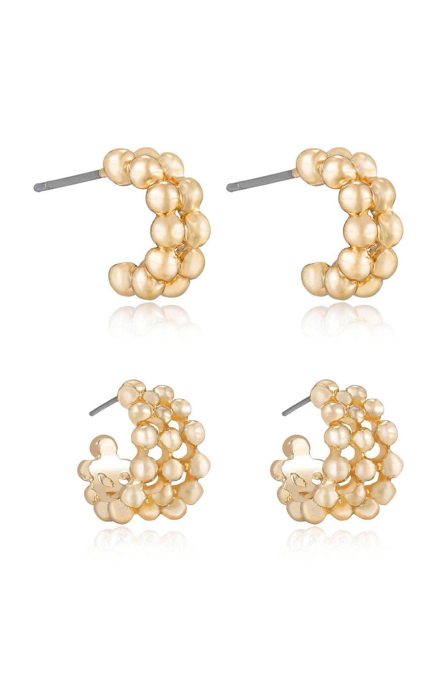 Earrings Ettika | Bubble 18K Gold Plated Hoop Set