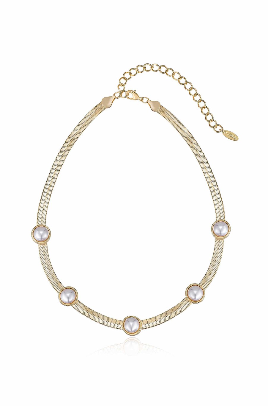 Necklaces Ettika | Pearl Dotted 18K Gold Plated Snake Chain