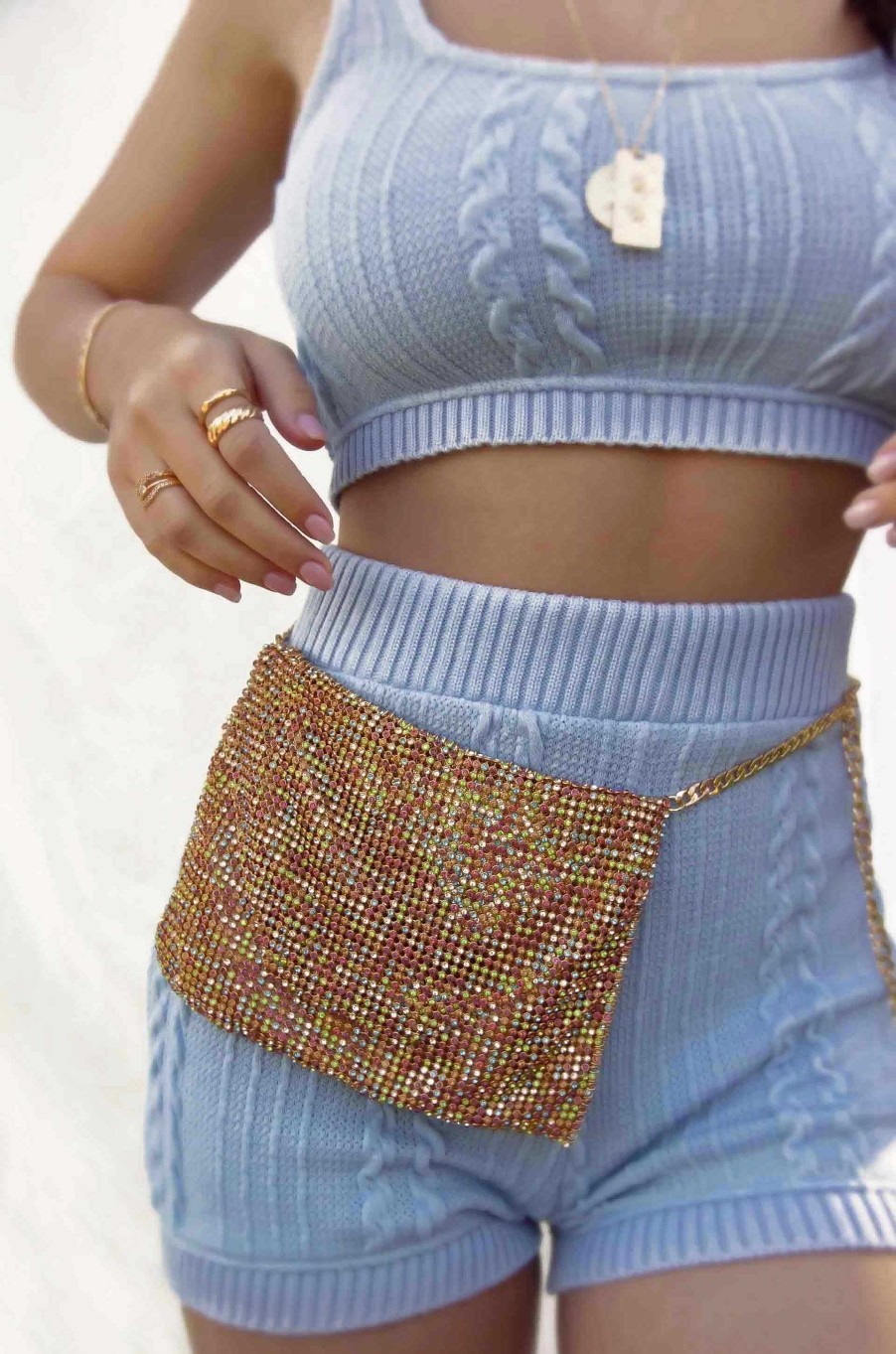 Bags & Hats Ettika | Shimmer Night Out Fanny Pack With Gold Chain Strap