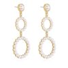 Earrings Ettika | Night Out Double Pearl Hoop 18K Gold Plated Drop Earrings