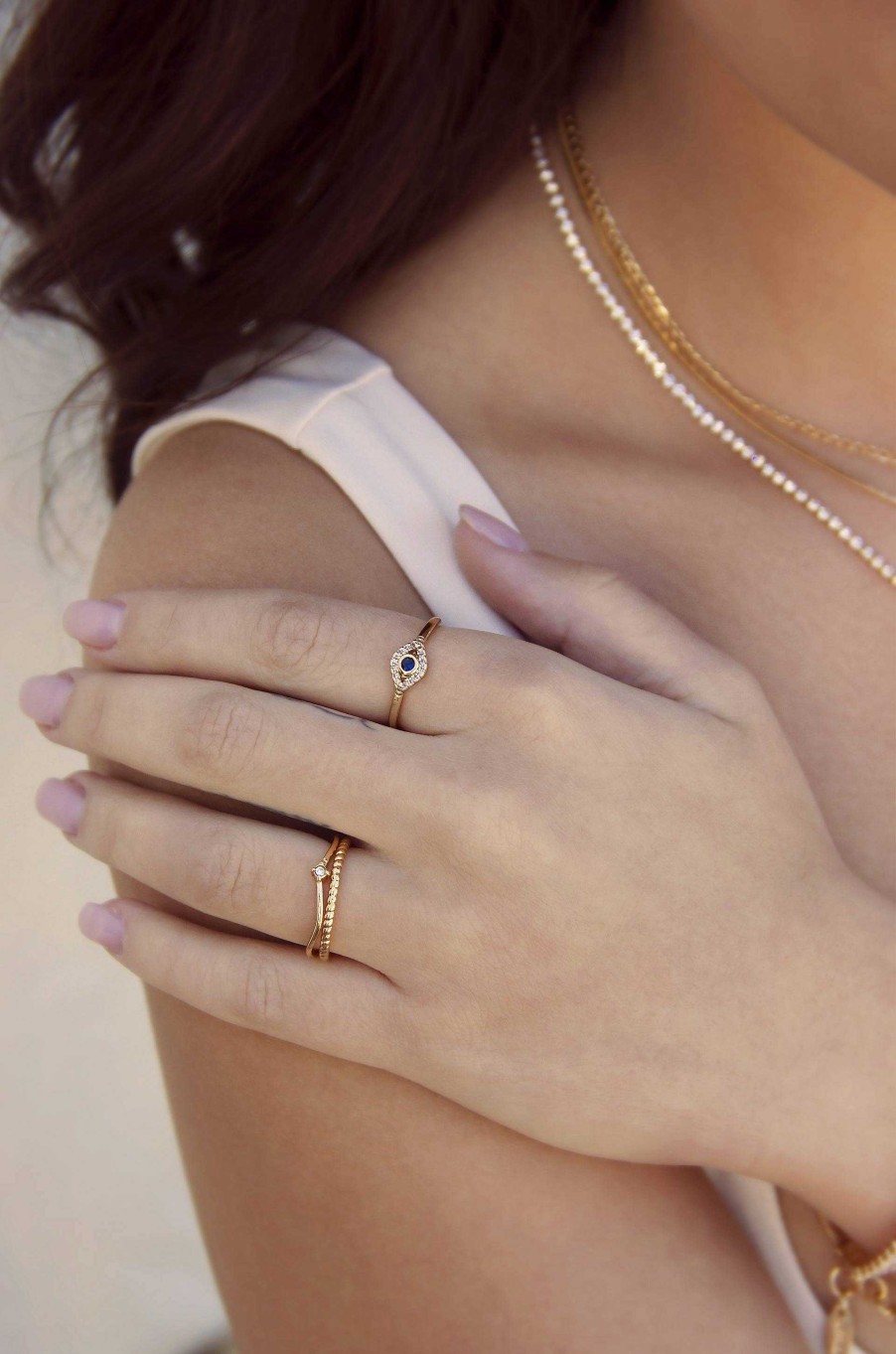 Rings Ettika | Dainty Crystal Trio 18K Gold Plated Ring Set