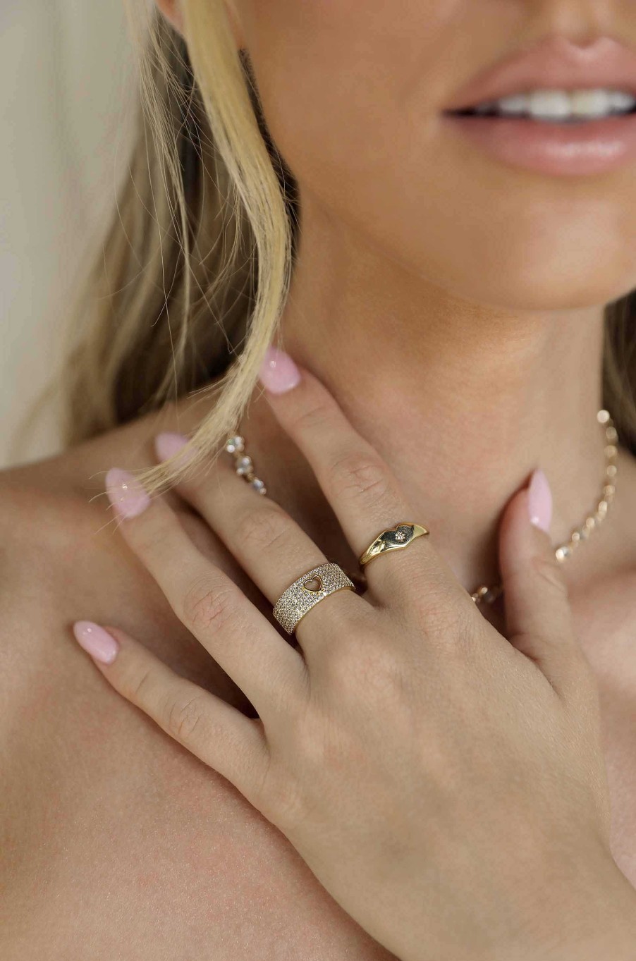 Rings Ettika | All Hearts Adjustable 18K Gold Plated Ring Set