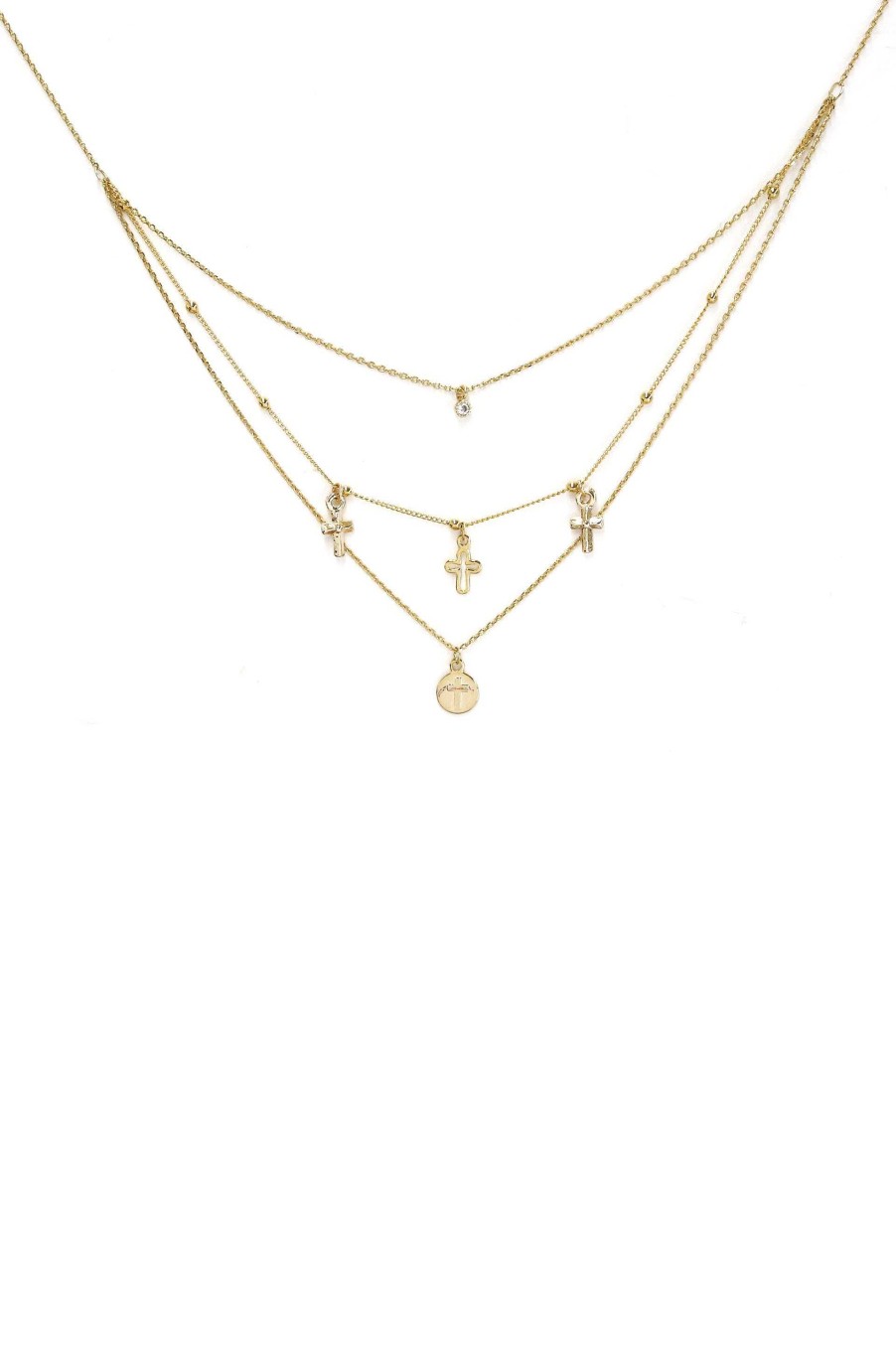 Necklaces Ettika | Pray It Forward 18K Gold Plated Layered Cross Necklace