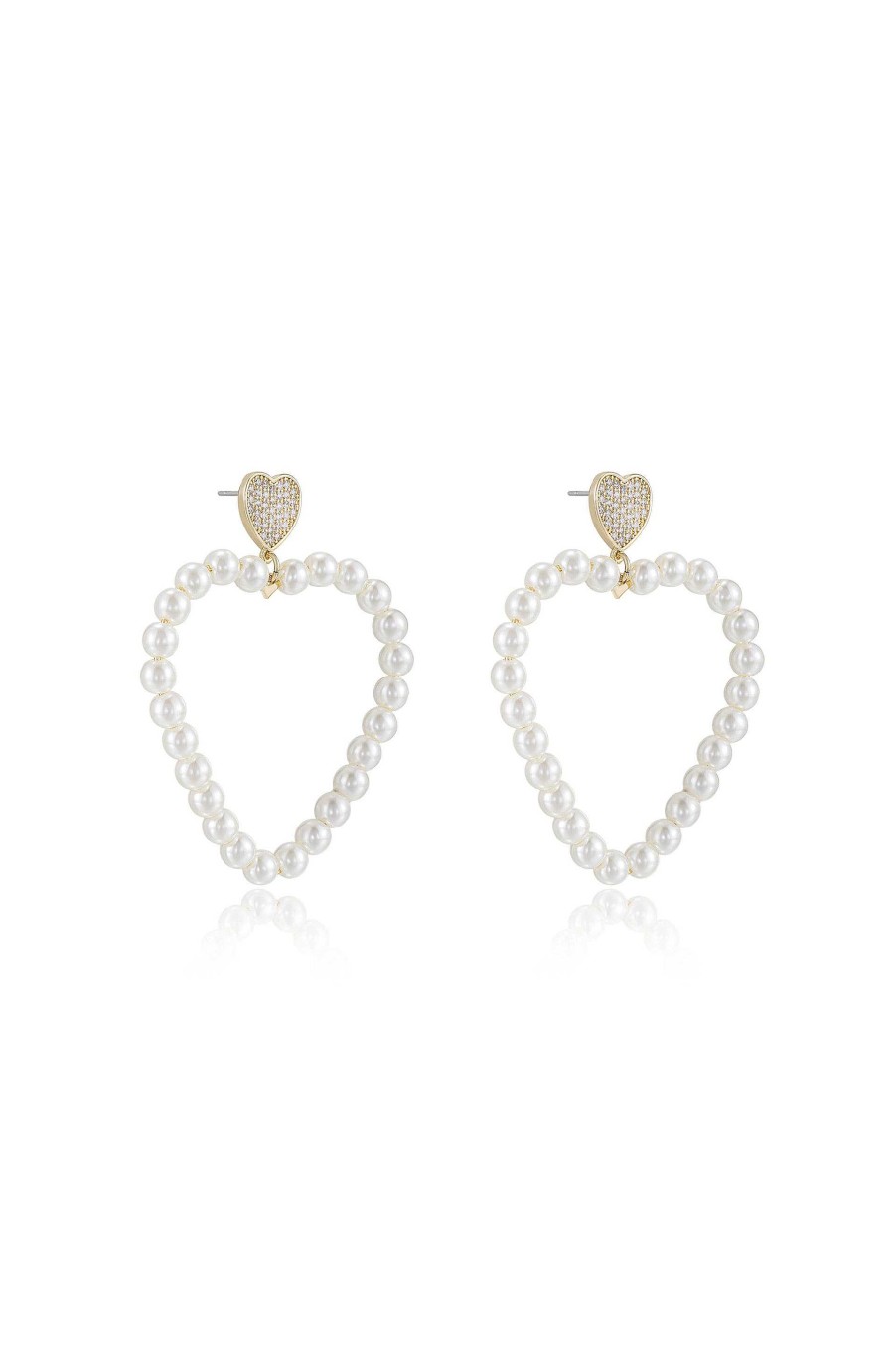 Earrings Ettika | Big Heart 18K Gold Plated Pearl Earrings