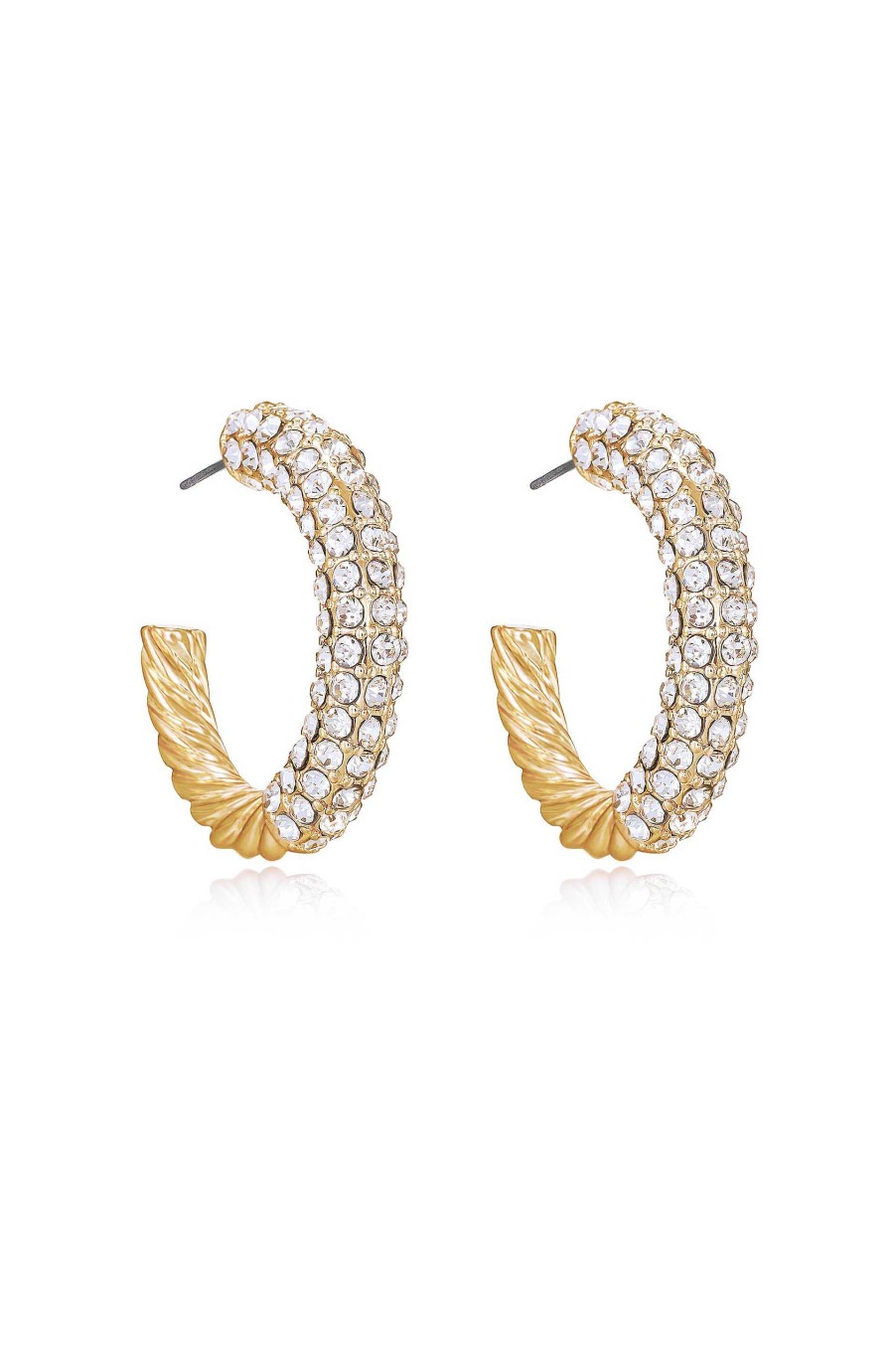 Earrings Ettika | Crystal Dotted Twists 18K Gold Plated Hoop Earrings