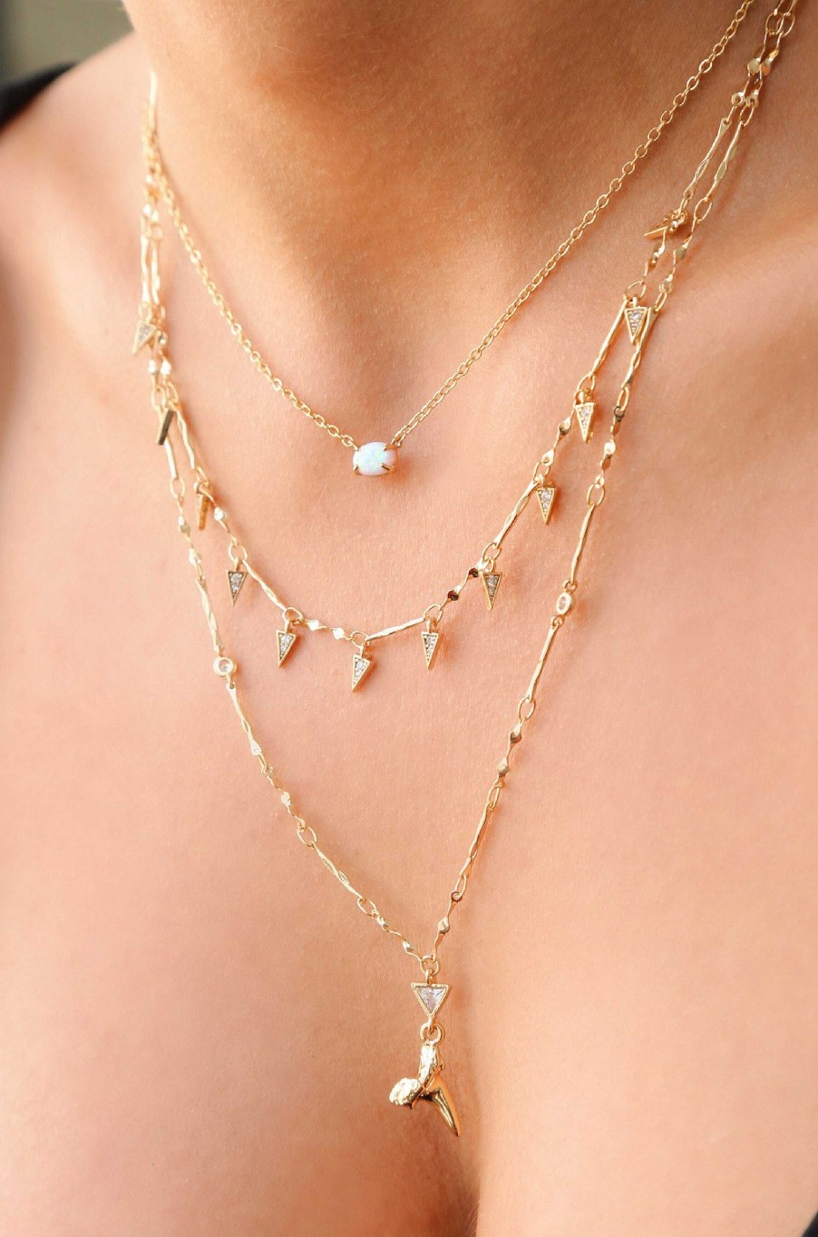 Necklaces Ettika | Layered Shark Tooth 18K Gold Plated Necklace