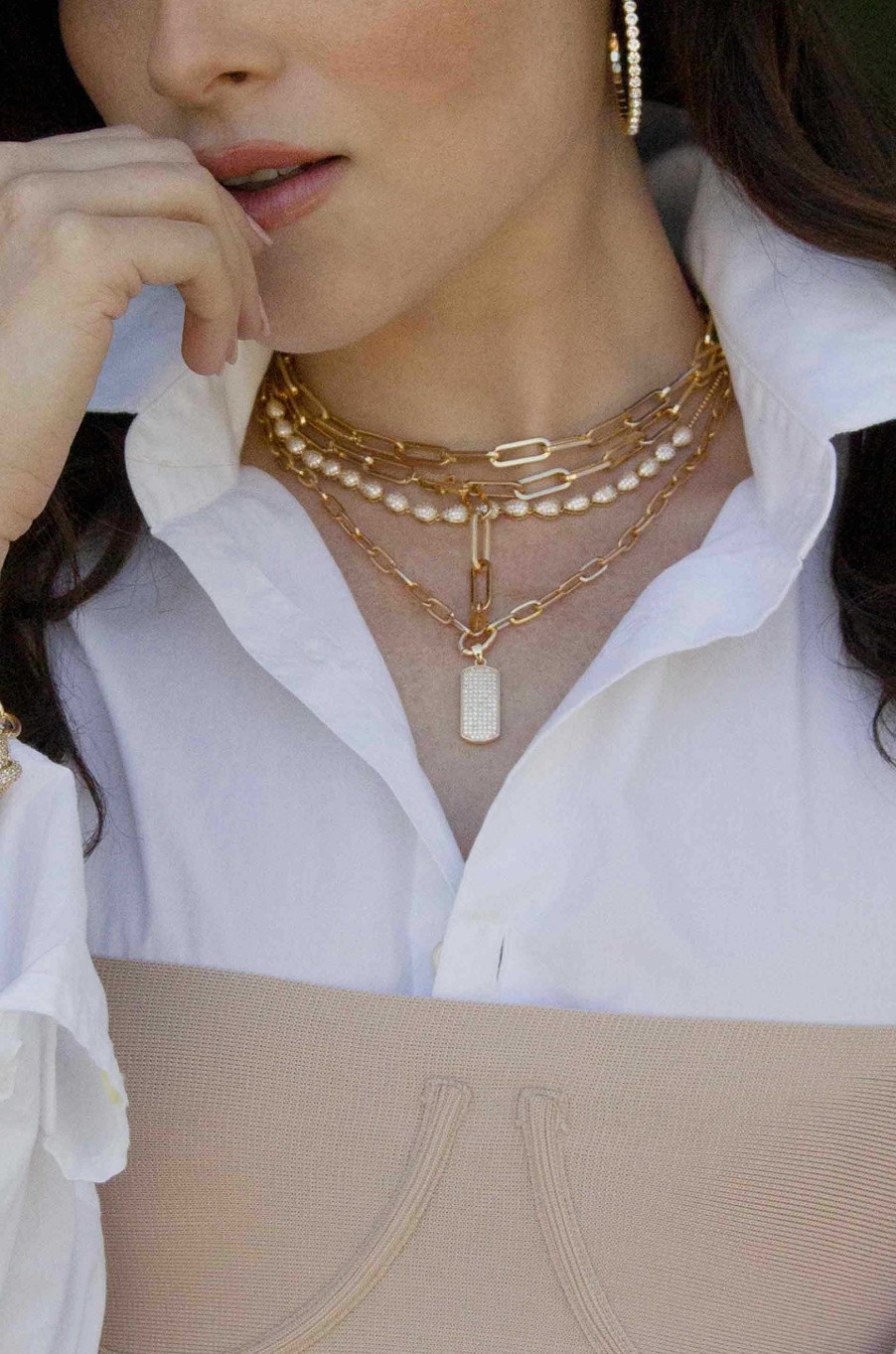 Necklaces Ettika | Linked Up Crystal Pendant 18K Gold Plated Layered Necklace Set