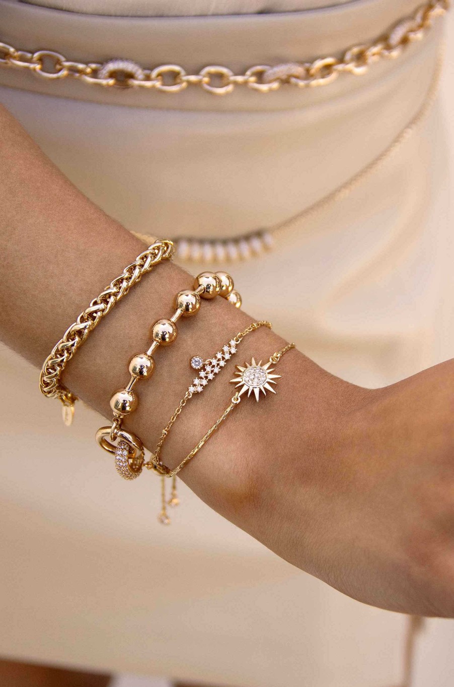 Bracelets Ettika | Eclipse 18K Gold Plated Adjustable Crystal Bracelet