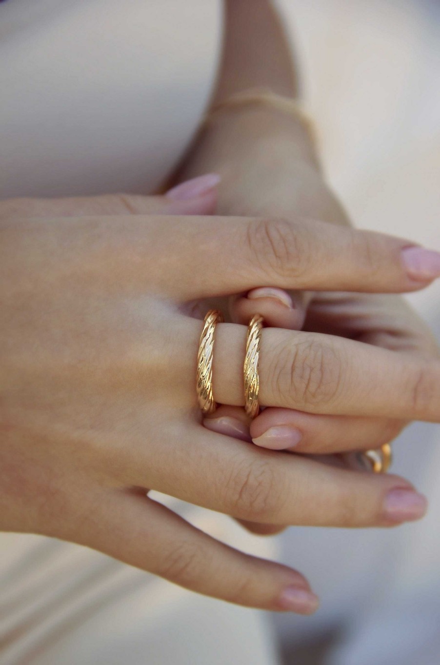 Rings Ettika | Golden Twists 18K Gold Plated Ring Set Of 2