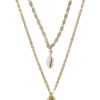 Necklaces Ettika | Double Cowrie Shell Layered 18K Gold Plated Necklace Set