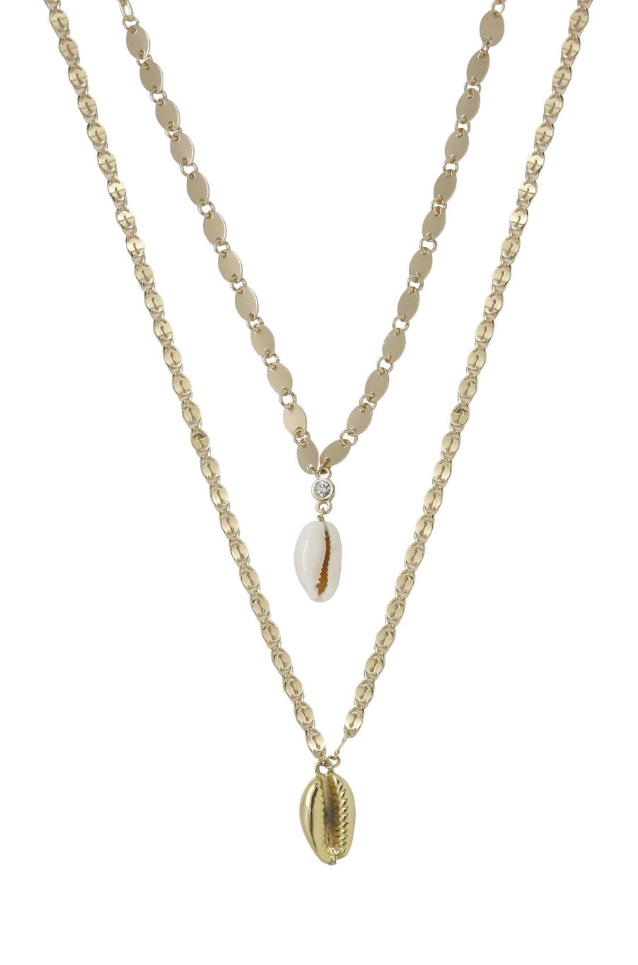 Necklaces Ettika | Double Cowrie Shell Layered 18K Gold Plated Necklace Set