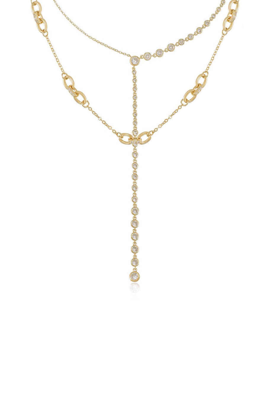 Necklaces Ettika | Asymmetrical Crystals Lariat 18K Gold Plated Necklace Set