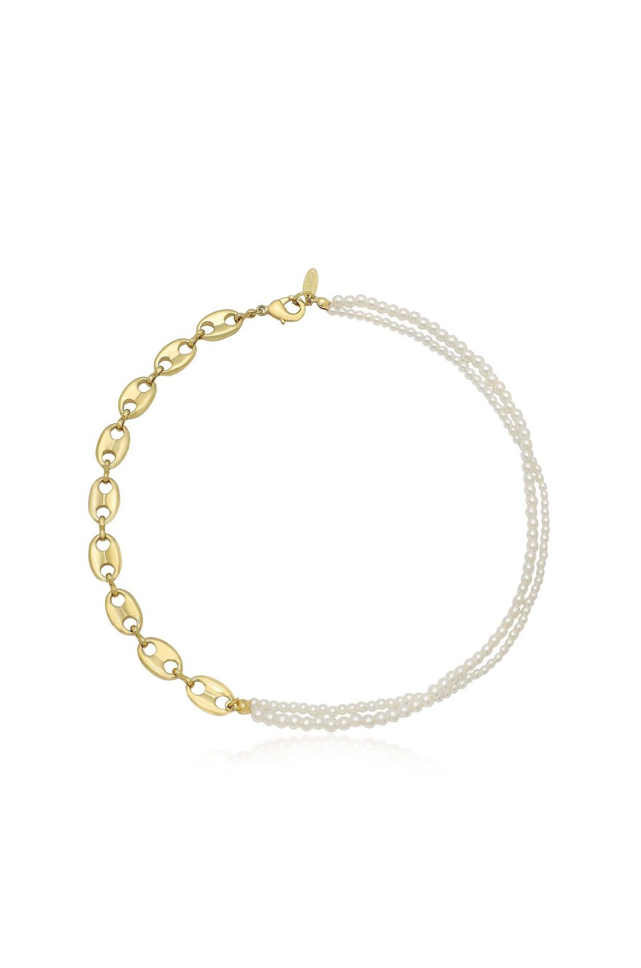 Necklaces Ettika | Meet Me Halfway Pearl And 18K Gold Plated Chain Link Necklace